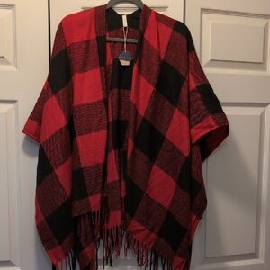 Red and Black Checkered Poncho
